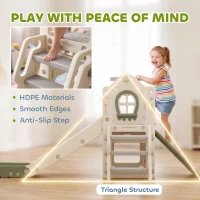 AIYAPLAY Foldable 4 in 1 Toddler Slide with Climber, Basketball Hoop, Storage Space and Basketball for Ages 1-3 Years, Cream(m-7)
