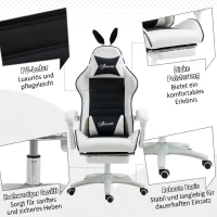 Vinsetto Sedia Gaming Reclinabile con Poggiapiedi e Cuscini, Orecchie da Coniglio e Altezza Regolabile, Nero(m-8)