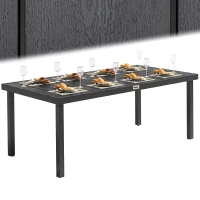 Outsunny Tavolo da Pranzo da Giardino per 8 Persone in Alluminio e Plastica, Nero(m-11)