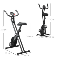 HOMCOM Bicicletă Fitness Profesională cu Rezistență și Înălțime Reglabilă, din Oțel și PP, 41x86x112 cm, Neagră(m-3)