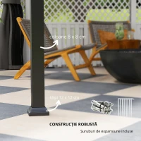 Outsunny Pavilion 3 x 3 m impermeabil stabil rezistent la iarnă pavilion de grădină cu părți laterale, plase, cârlige, acoperiș rigid Gri închis(m-6)