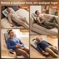 HOMCOM Colchão de Massagem Corporal com Aquecimento e Comando, Dobrável, 120x52x9 cm Castanho e Branco(m-6)