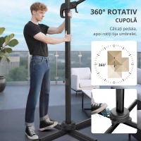 Outsunny Umbrelă cu stâlp lateral pătrată 3 x 3 m, umbrelă de grădină pentru exterior, rotire 360°, înclinabilă 5 poziții, bază în cruce, kaki(m-6)