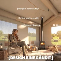 Outsunny Corturi Gonflabile Impermeabile pentru Glamping cu Orificiu pentru Sobă pentru 6-8 Persoane(m-8)