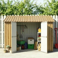 Outsunny Set de 12 Panouri pentru Acoperiș din Oțel Galvanizat 7m² pentru Căsuță de Unelte Șopron 129x45cm Lemn Natural(m-6)