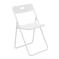 Ensemble bistrot pliable 3-pièces en acier, avec 2 chaises + 1 table, Blanc(m-5)