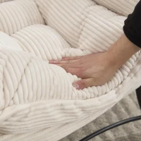 Fauteuil lounge avec pouf, accoudoirs et une poche latérale, revêtement en flanelle, 69,9x64,0x95,0 cm, Blanc(m-10)