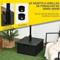 Outsunny Base para Sombrilla Exterior 3 en 1 Mesa Auxiliar Macetero con Drenaje Soporte de Parasol Rellenable Arena 80 kg Negro(m-5)