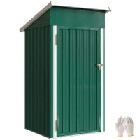 Outsunny Caseta de Jardín Exterior Metálico 0,74 m² 107,5x91x185 cm con Techo Inclinado Puerta con Cerradura Ventilaciones Verde(m-10)