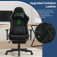 ANDYOU Ergonomischer Vintage-Gaming-Stuhl aus PU-Leder. Schwarz(m-6)