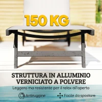 Outsunny Set 2 Lettini Prendisole con Schienale Reclinabile, in Alluminio e Tessuto Traspirante, 66x165x102 cm, Crema(m-6)
