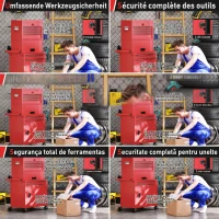 HOMCOM Mobilna szafka narzędziowa na kółkach, 6 szuflad, 2 szafki, stal, zamykana, czerwony(m-7)