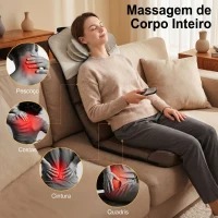HOMCOM Colchão de Massagem Corporal com Aquecimento e Comando, Dobrável, 120x52x9 cm Castanho e Branco(m-11)