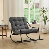 Fauteuil à bascule d'extérieur avec coussin de confort, pour salon, chambre, coin lecture, 75x116x82 cm, Gris(m-1)