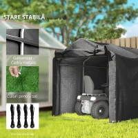 Outsunny Cort garaj, cort garaj impermeabil cu ușă, rezistent la UV 220 x 157 x 165 cm Negru(m-4)