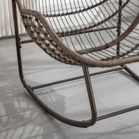 Fauteuil œuf à bascule avec coussin d'assise épais, Intérieur & Extérieur Fauteuil basculant confortable, 111x94,5x80 cm, Gris foncé(m-6)