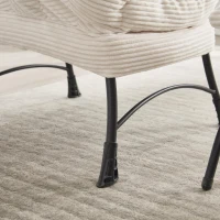 Fauteuil lounge avec pouf, accoudoirs et une poche latérale, revêtement en flanelle, 69,9x64,0x95,0 cm, Blanc(m-7)