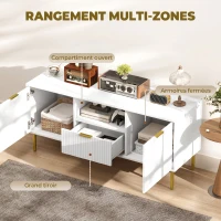 HOMCOM Meuble TV, meuble télé pour 50 pouces avec 2 portes à fermeture douce, tiroir et compartiment ouvert, 120x39x54cm, blanc(m-4)