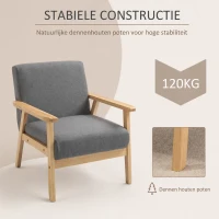 HOMCOM Fauteuil comfortabel groot formaat met kussens, 64B x 70T x 72H cm, Grijs(m-6)