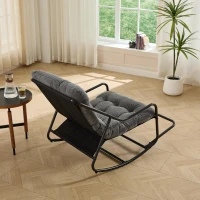 Fauteuil à bascule d'extérieur avec coussin de confort, pour salon, chambre, coin lecture, 75x116x82 cm, Gris(m-6)