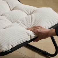 Fauteuil lounge d'extérieur avec pouf, coussin rembourré, tissu sling, structure en acier, Blanc(m-10)