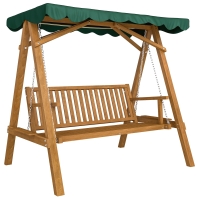 Outsunny Balancelle Jardin 3 Places Bois Pin Vert