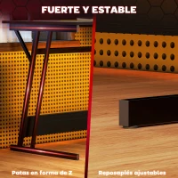 HOMCOM Escritorio Gaming con Luces LED 100x60 cm omas de Corriente Soporte para Monitor Estantes y Control Remoto Negro(m-7)