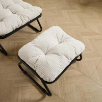Fauteuil lounge d'extérieur avec pouf, coussin rembourré, tissu sling, structure en acier, Blanc(m-11)