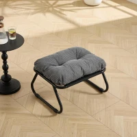 Fauteuil lounge d'extérieur avec pouf, coussin rembourré, tissu sling, structure en acier, Gris(m-8)