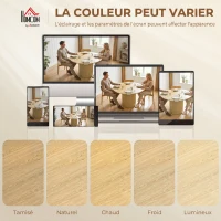 HOMCOM Table à manger ronde pour 4-6 personnes, Ø 120 x 75 cm, table de cuisine avec base cylindrique cannelée, bois naturel(m-7)