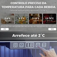 HOMCOM Frigorífico de Bebidas 50 L com Porta de Vidro Duplo Iluminação LED Prateleira Ajustável para 48 Latas(m-5)