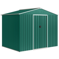 Outsunny Cobertizo de Jardín Exterior 3,6 m² 236x171x191 cm con Puertas Correderas y Ranuras de Ventilación Verde