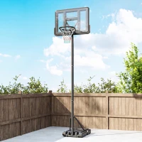 SPORTNOW Coș de Baschet Reglabil pentru Grădină și Piscină cu Bază Umplibilă, 110x75x195-370 cm, Negru(m-9)