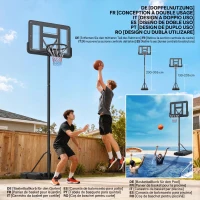 SPORTNOW Coș de Baschet Reglabil pentru Grădină și Piscină cu Bază Umplibilă, 110x75x195-370 cm, Negru(m-4)