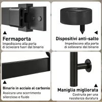 HOMCOM Porta Scorrevole Interno in Stile Rustico con Binario Silenzioso, Kit Ferramenta e Maniglia, Bianco(m-6)