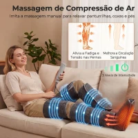 HOMCOM Massajador de Pernas com Calor e Compressão 3 Modos Automáticos e 3 Intensidades Cinzento(m-4)