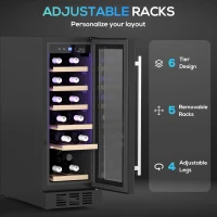 HOMCOM 19 Bottle 5-18℃ Wooden Rack Wine Fridge - Black(m-6)