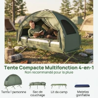 4 en 1 tente surélevée avec lit de camping pliable +sac de couchage +matelas pneumatique+pompe(m-4)