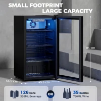 HOMCOM 90L Drinks Fridge, 139 Can Under Counter Freestanding Beer Fridge with LED Light(m-3)