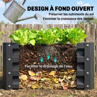 Outsunny Lot de 2 jardinières surélevées, carre potager de jardin pour légumes, fleurs, acier galvanisé 60 x 60 x 30,5 cm, gris(m-6)