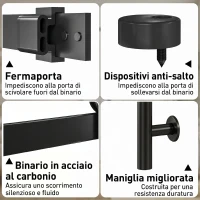 HOMCOM Porta Scorrevole 91.4x213.4cm con Kit, Pannelli in Vetro, Effetto Legno Bianco(m-6)