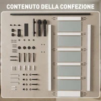 HOMCOM Porta Scorrevole 91.4x213.4cm con Kit, Pannelli in Vetro, Effetto Legno Bianco(m-7)