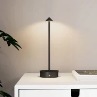 HOMCOM Lampă de masă tactilă reîncărcabilă cu USB, reglabilă 3000K/4500K/6500K, autonomie 4-8 ore, neagră(m-7)