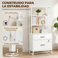 HOMCOM Mueble Archivador con Estantería 2 Cajones Encimera para Impresora Cerradura para A4 Letter Legal Blanco(m-7)