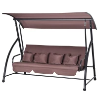 Outsunny Hollywoodschaukel mit Liegefunktion Braun 215 x 120 x 165cm(m-10)