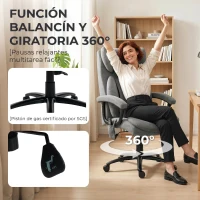 HOMCOM Silla de Oficina con Masaje de Amasamiento de 4 Puntos Respaldo Alto Altura Ajustable Asiento Amplio Cojín Lumbar Gris(m-9)