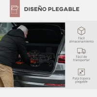 HOMCOM Andador para Ancianos Plegable de Aluminio con Asiento 4 Ruedas Altura Ajustable Frenos de Maneta Rojo y Negro(m-4)