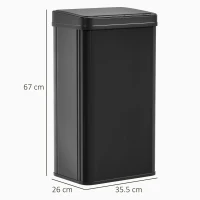 HOMCOM 50L Sensor Bin with Soft-Close Lid, Stainless Steel Automatic Touchless Motion Sensor Kitchen Bin, Black(m-3)