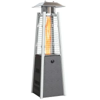 Outsunny Estufa de Gas Butano Portátil 3000W con Temperatura Ajustable Sistema Antivuelco y Ignición por Presión Plata y Bronce(m-10)