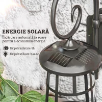 Outsunny Lampă de Grădină cu Panou Solar, Impermeabilă IP44 și Aprindere Automată, Neagră(m-4)